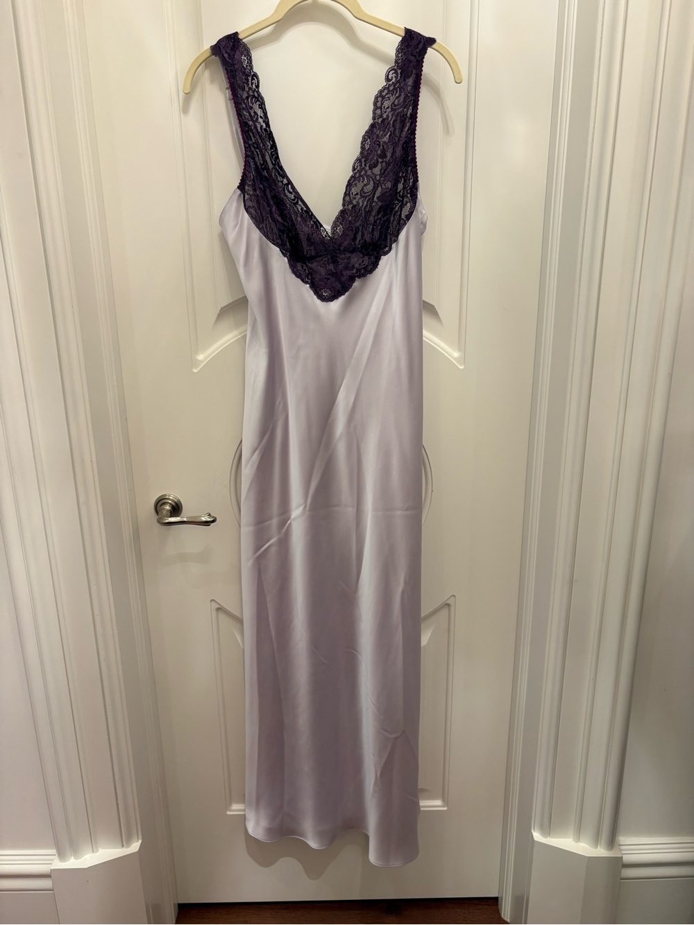 Lavender Silk Slip with Deep Purple Lace Trim - Women's Chemise